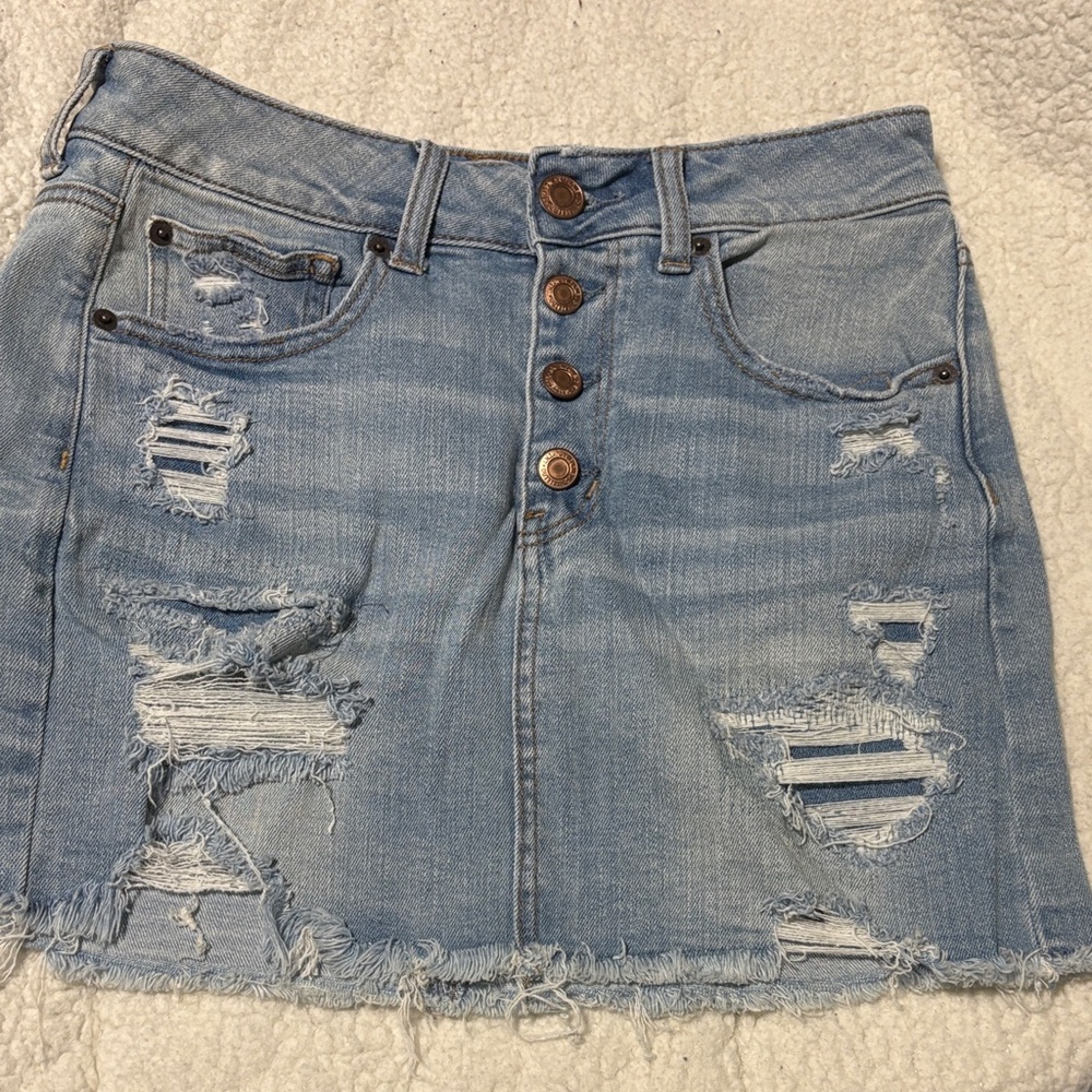 American Eagle Outfitters Distressed Denim Mini Skirt